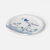 Ich Liebe meine Hühner Blauhühnchen Malerei rustik Pappteller (Schrägansicht)