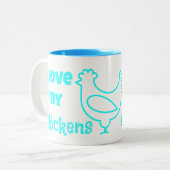 "Ich Liebe meine Hühner - und meine Huhn-Liebe Zweifarbige Tasse (Vorderseite Links)