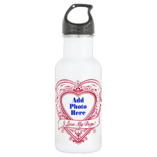 Ich Liebe meine Hunde! Foto Red Hearts Edelstahlflasche