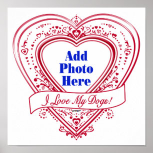 Ich Liebe meine Hunde! Foto Red Hearts Poster