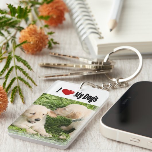 Ich Liebe meine Hunde Foto Schlüsselanhänger (Vorderseite rechts)