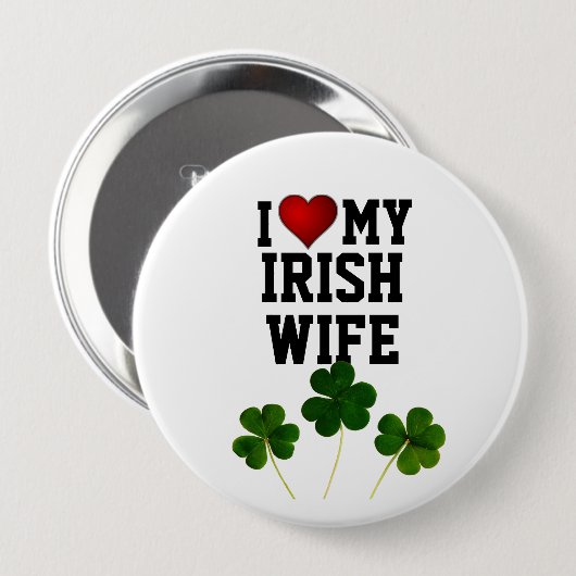 Ich Liebe meine irische Ehefrau, Kleeblätter T - S Button (Vorne & Hinten)