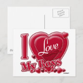 Ich Liebe meine Jungen rot - Herz Postkarte (Vorne/Hinten)