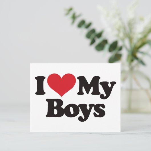 Ich Liebe meine Jungs Postkarte (Stehend Vorderseite)
