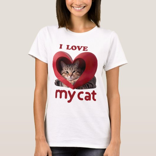 Ich Liebe meine Katze Adorable Love Desk T-Shirt (Vorderseite)