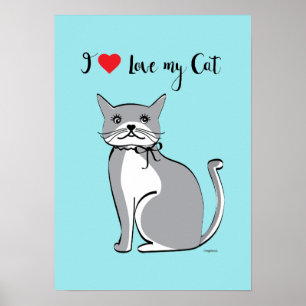 Ich Liebe meine Katze, Adorable, Niedlich, anpassb Poster
