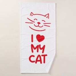 Ich liebe meine Katze Badehandtuch