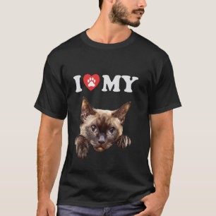 Ich liebe meine Katze Burmesisches Kätzchen Lustig T-Shirt