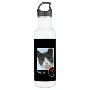 Ich Liebe meine Katze, Custom Foto - Heimtiere lie Edelstahlflasche