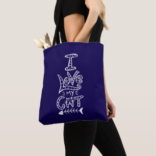 Ich liebe meine Katze Deep Blue Cat Mom Katzenlieb Tasche