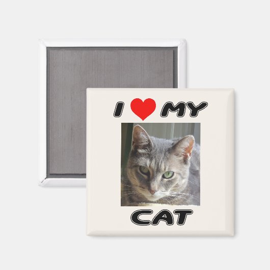 ICH LIEBE MEINE KATZE - FÜGEN SIE IHR EIGENES FOTO MAGNET (Vorderseite/Rückseite)