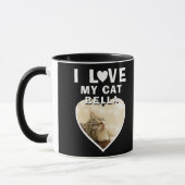 Ich Liebe meine Katze Herz Foto Katze Name Schwarz Tasse (Links)
