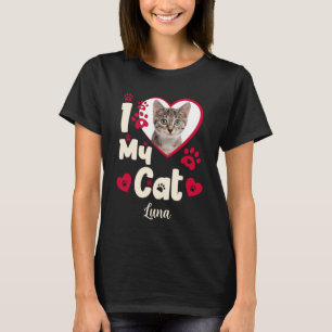 Ich Liebe meine Katze Herz Personalisiertes Foto T-Shirt