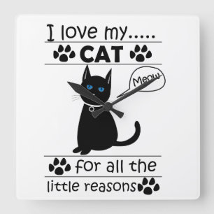 Ich liebe meine Katze Katzen Kitty Quadratische Wanduhr
