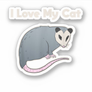 Ich liebe meine Katze lustiger Opossum Aufkleber