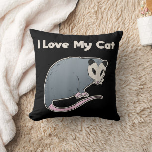 Ich liebe meine Katze lustiger Opossum Kissen