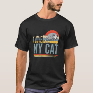 Ich liebe meine Katze Lustiger Opossum-Liebhaber O T-Shirt