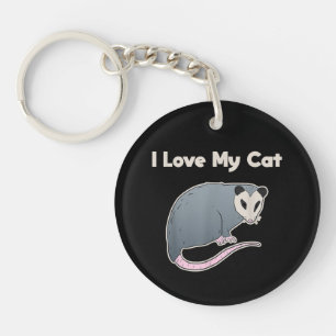 Ich liebe meine Katze lustiger Opossum Schlüsselanhänger