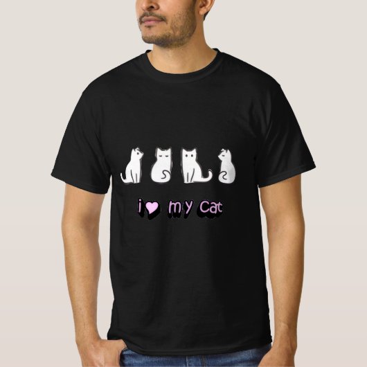Ich Liebe meine Katze Niedlich Design T-Shirt (Vorderseite)