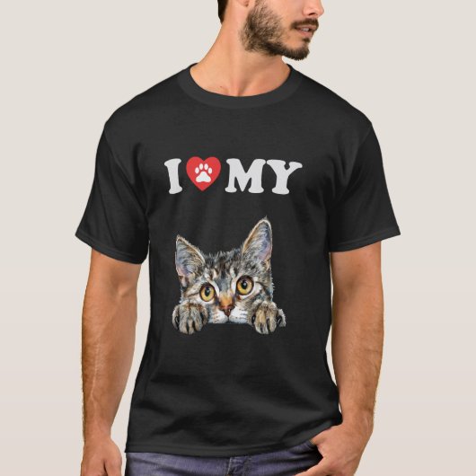 Ich liebe meine Katze Pixie Bob Kätzchen Lustiger T-Shirt (Vorderseite)