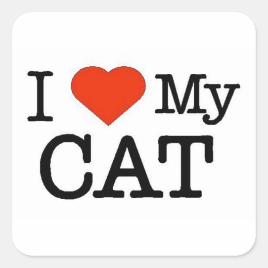 Ich Liebe meine Katze Quadratischer Aufkleber (Vorderseite)