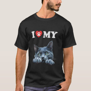 Ich liebe meine Katze Russische Blaue Katzenbaby L T-Shirt