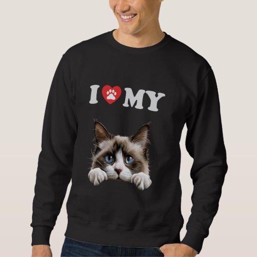 Ich Liebe meine Katze Schneeschuh Kitten Funny Cat Sweatshirt (Vorderseite)