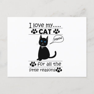 Ich liebe meine Katze schwarze Katze Postkarte