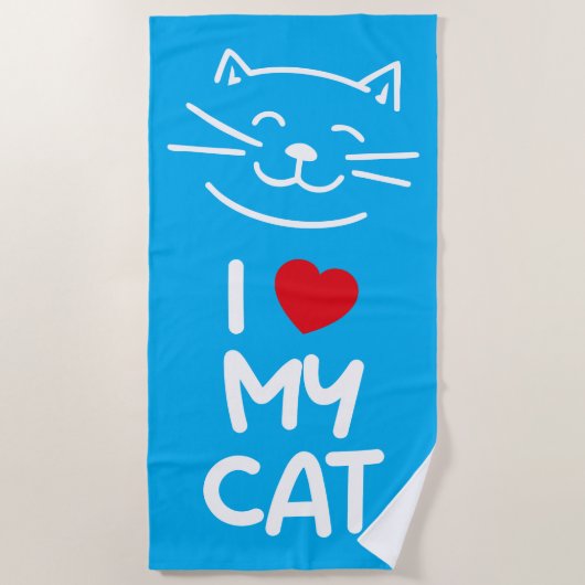 Ich liebe meine Katze Strandtuch (Vorderseite)