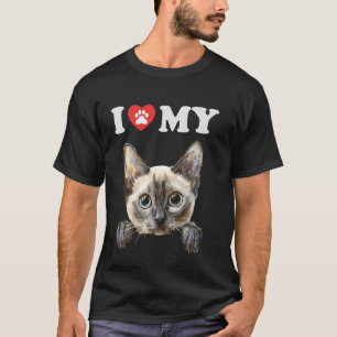 Ich liebe meine Katze Tonkinese Kätzchen Lustige K T-Shirt