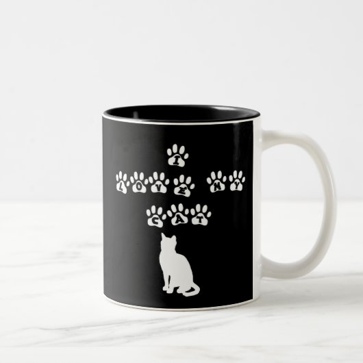 Ich Liebe meine Katze - Weißer Text Zweifarbige Tasse (Rechts)