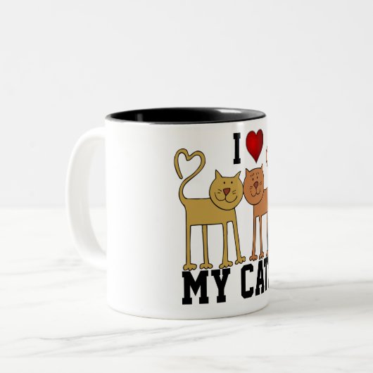 Ich Liebe meine Katzen, beliebtes Design Coffee Ta Zweifarbige Tasse (Vorderseite Links)