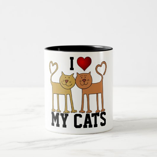 Ich Liebe meine Katzen, beliebtes Design Coffee Ta Zweifarbige Tasse (Mittel)
