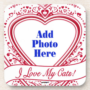 Ich Liebe meine Katzen! Foto Red Hearts Untersetzer