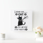 Ich Liebe meine Katzen Katzen Kitty Quadratische Wanduhr (Zuhause)