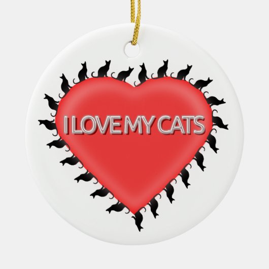 Ich Liebe meine Katzen Keramik Ornament (Vorne)