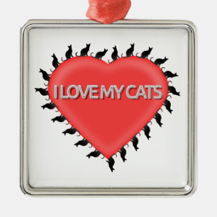 Ich Liebe meine Katzen Silbernes Ornament