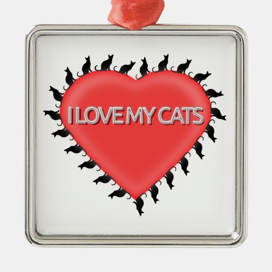 Ich Liebe meine Katzen Silbernes Ornament (Vorne)