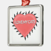 Ich Liebe meine Katzen Silbernes Ornament (Links)
