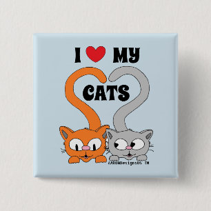 Ich liebe meine Katzen süße Cartoon-Katzen Katzenl Button
