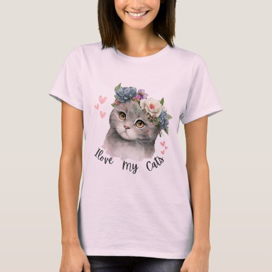 Ich liebe meine Katzen T-Shirt (Vorderseite)