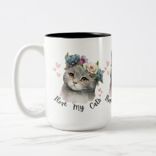 Ich liebe meine Katzen Zweifarbige Tasse