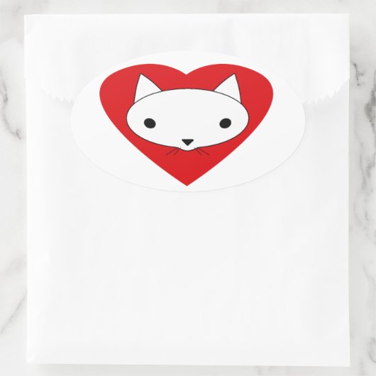 Ich Liebe meine Katzenaufkleber Ovaler Aufkleber (Tasche)