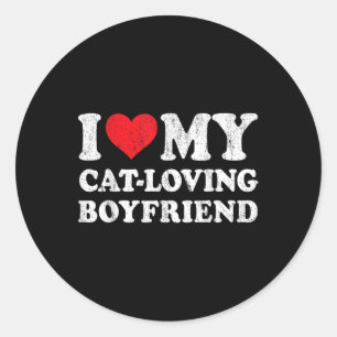 Ich Liebe meine katzenliebende Freundin Funny Girl Runder Aufkleber