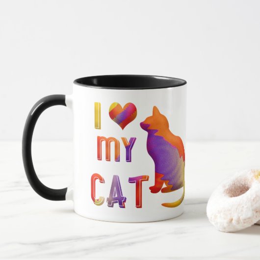 Ich Liebe meine KatzenTasse Tasse (Mit Donut)