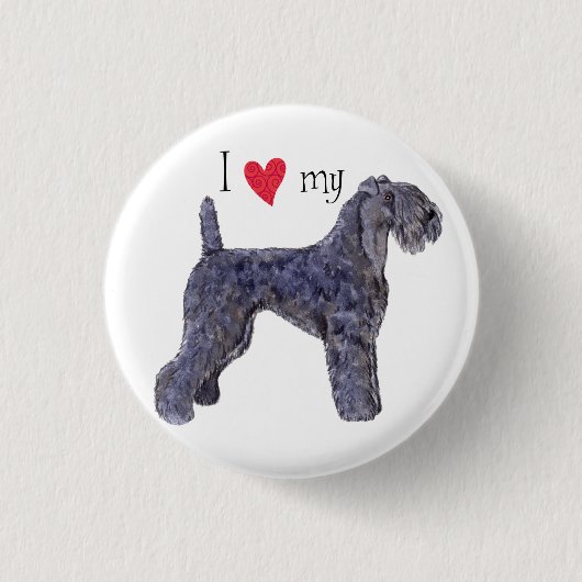 Ich Liebe meine Kerry Blue Terrier Button (Vorderseite)
