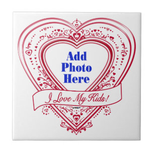 Ich Liebe meine Kinder! Foto Red Hearts Fliese