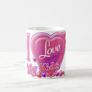 Ich Liebe meine Kinder rosa/lila - Herz Kaffeetasse