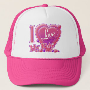 Ich Liebe meine Kinder rosa/lila - Herz Truckerkappe