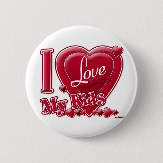 Ich Liebe meine Kinder rot - Herz Button (Vorderseite)